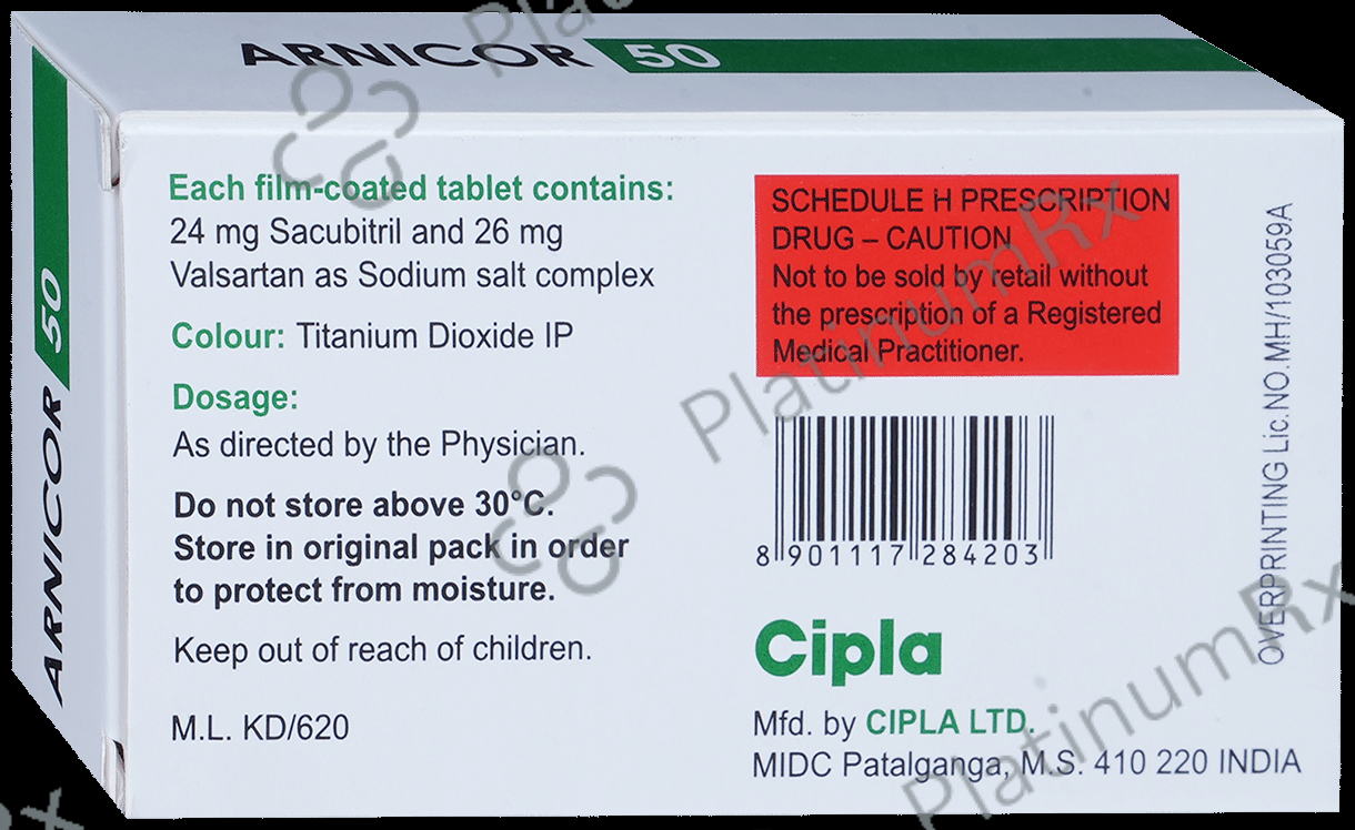 Arnicor 50 24/26mg Tablet 10s