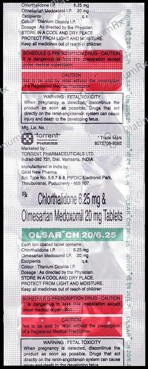 Olsar CH 20/6.25mg Tablet 10s