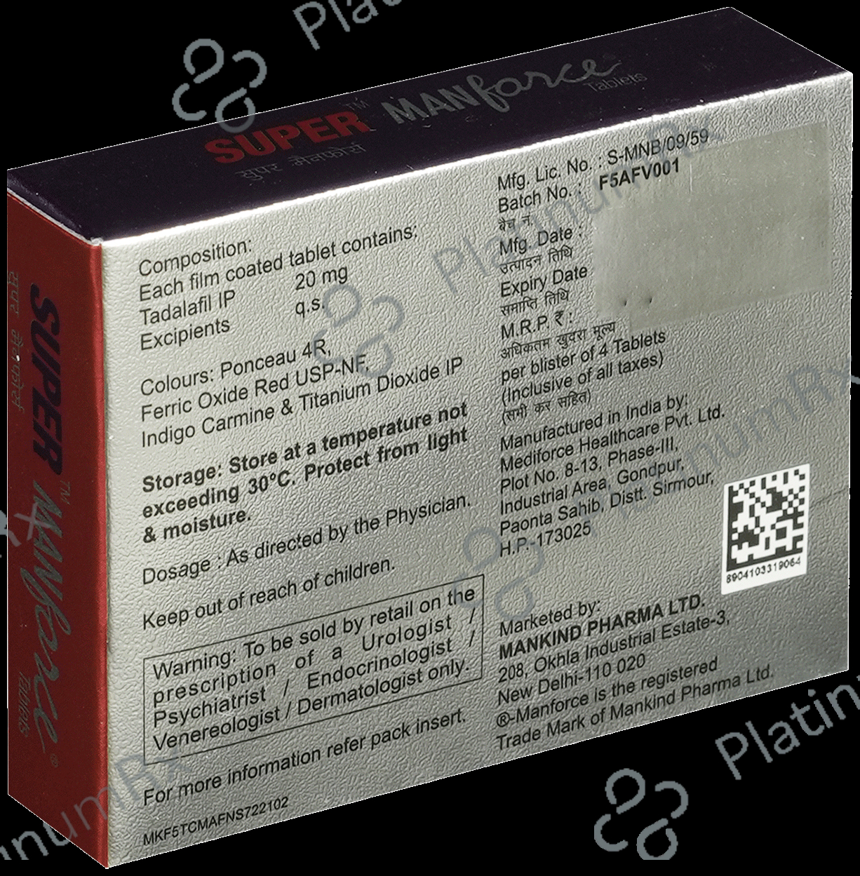Super Manforce 20mg Tablet 4s