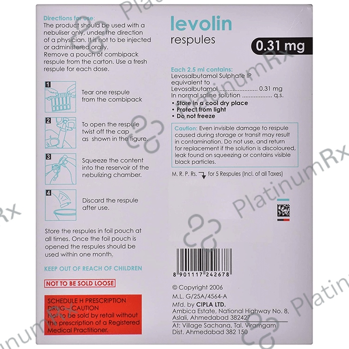 Levolin 0.31mg Respules 5s