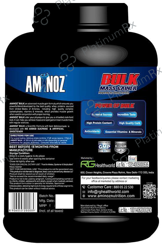 Aminoz Bulk Mass Gainer Creamy Vanilla 6 lb