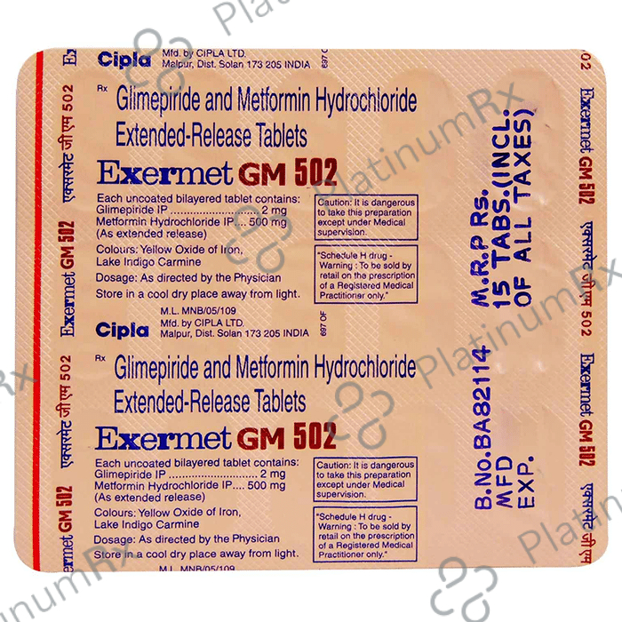 Exermet GM 2/500mg Tablet PR 15s