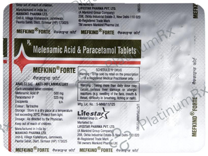 Mefkind Forte 500/325mg Tablet 10s