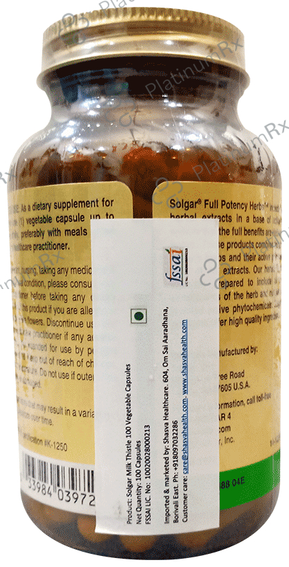 Solgar Milk Thistle Vegetable Capsule