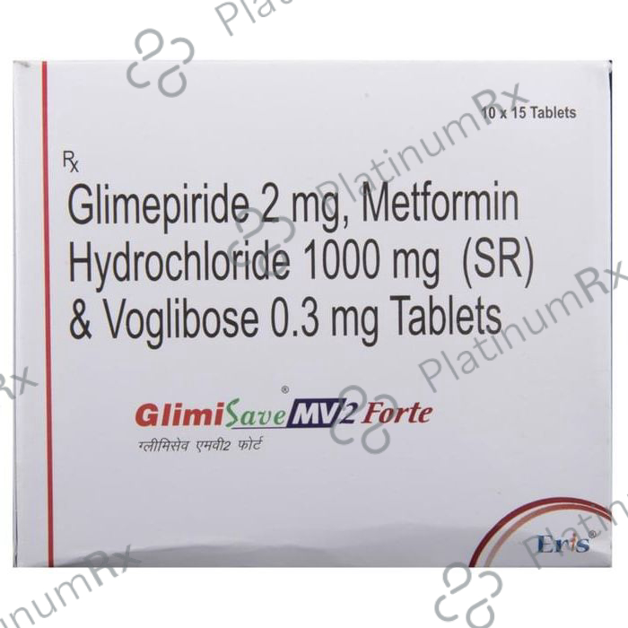 Glimisave MV2 Forte 2/1000/0.3mg Tablet SR 15s
