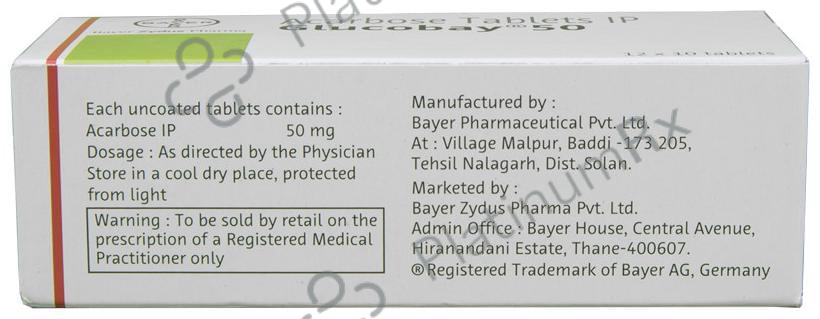 Glucobay 50mg Tablet 10s