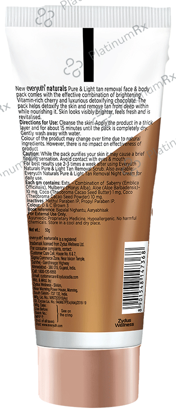 Everyuth Naturals Pure & Light Tan Removal Pack Chocolate & Cherry