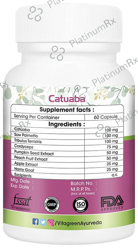 Vitagreen Catuaba 500mg Capsule