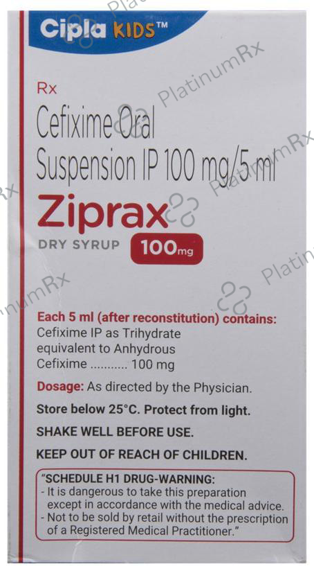 Ziprax 100mg Dry Syrup Strawberry 30ml