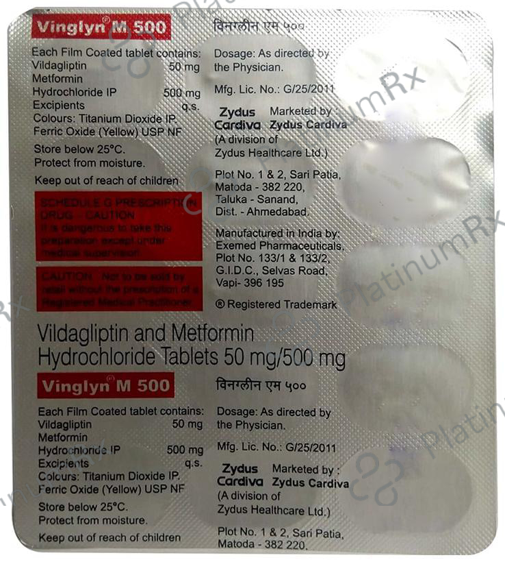 Vinglyn M 500/50mg Tablet 15s