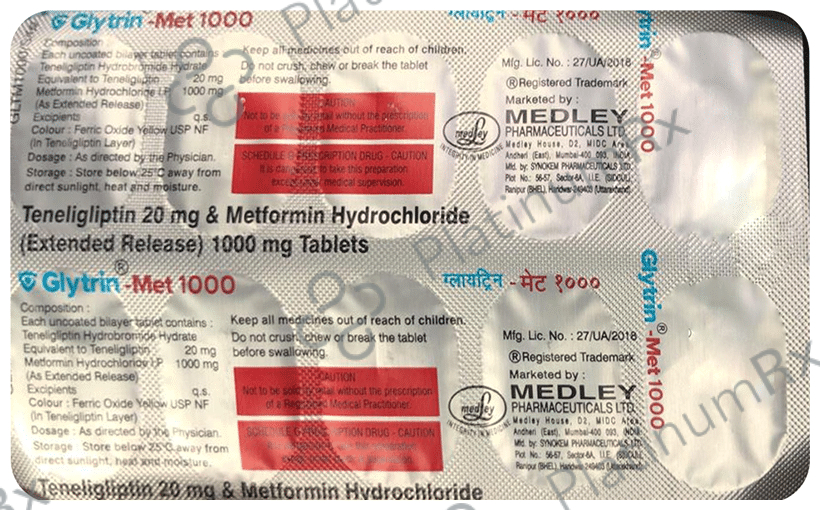 Glytrin Met 1000/20mg Tablet 10s