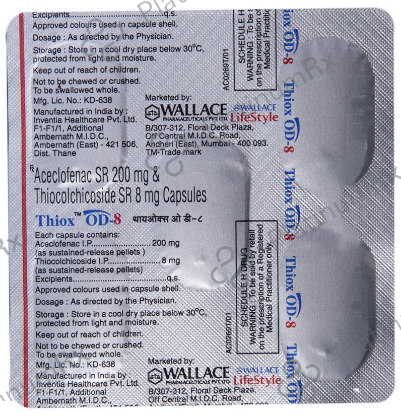 Thiox OD 8/200mg Capsule SR 5s
