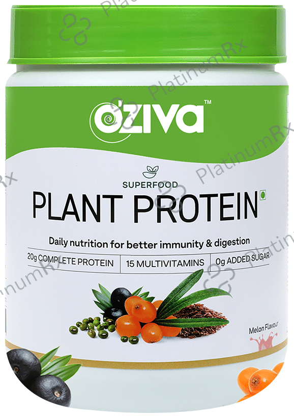 Oziva Superfood Plant Protein Powder for Immunity & Digestion - Sugar Free - Flavour Melon