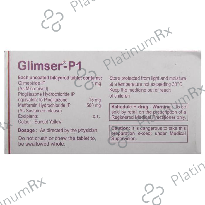 Glimser P1 1/500/15mg Tablet SR 15s