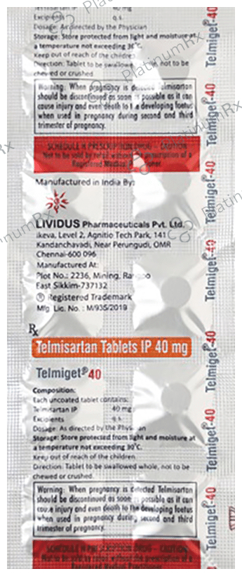 Telmiget 40mg Tablet 10s