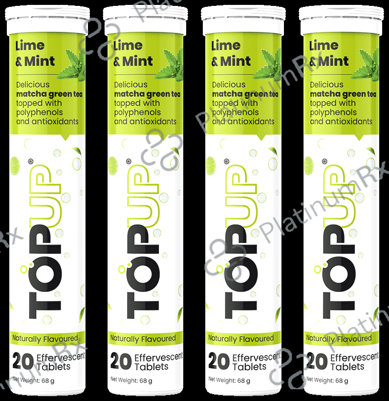 TopUp Delicious Matcha Green Tea Effervescent Tablet (20 Each) Lime & Mint 4 bottles