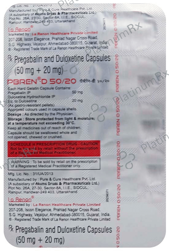 Pbren D 50mg/20mg Capsule