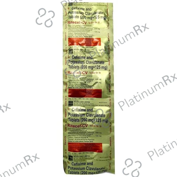 Rite O Cef CV 200mg/125mg Tablet