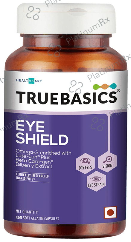 TrueBasics Eye Shield with Omega-3, Lutein & Zeaxanthin for Dry Eyes - Soft Gelatin Capsule