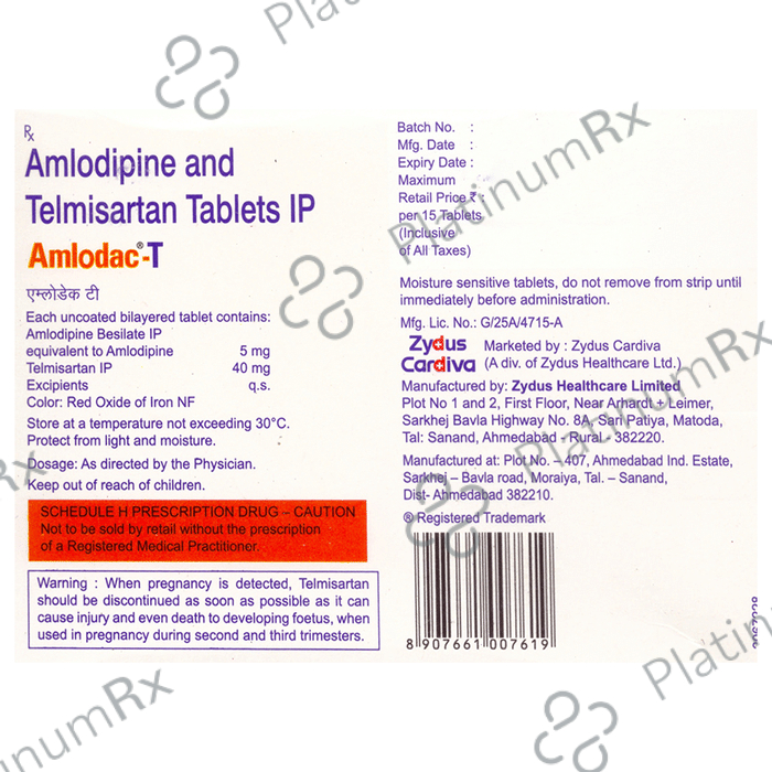 Amlodac T 5/40mg Tablet 15s