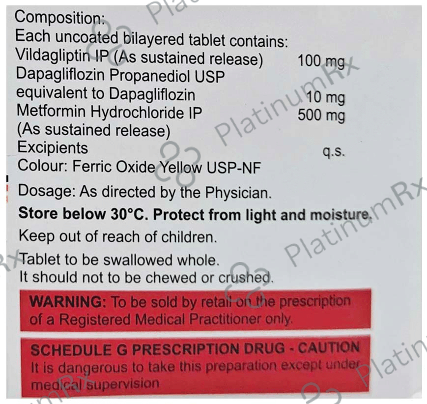Vylda DM 10/500/100mg Tablet 10s