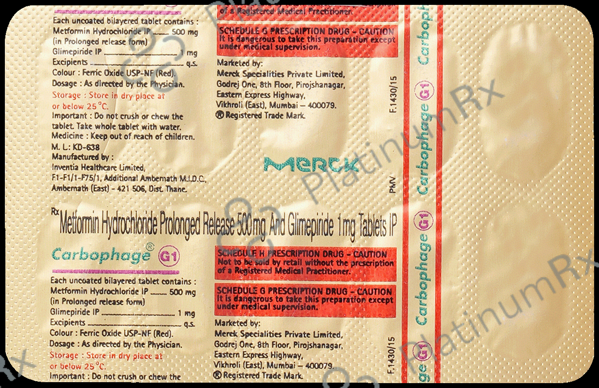 Carbophage G 1/500mg Tablet PR 10s