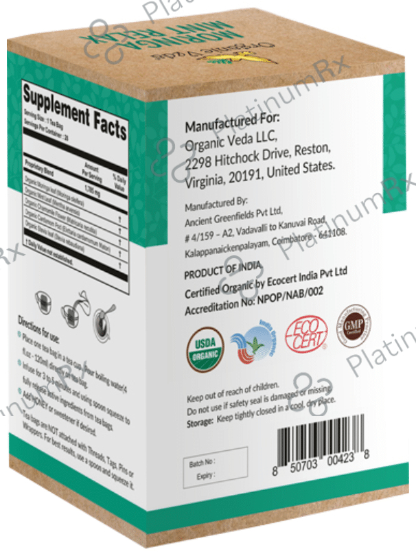 Organic Veda Moringa Mint Relax Tea (1.78gm Each)