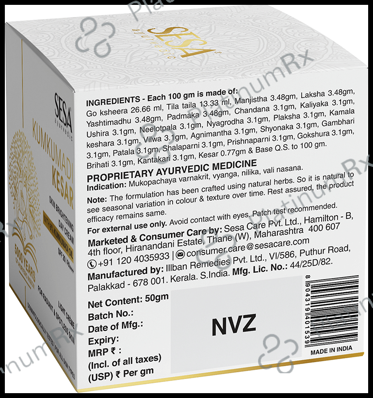 Sesa Kumkumadi Kesar Skin Brightening Day Cream
