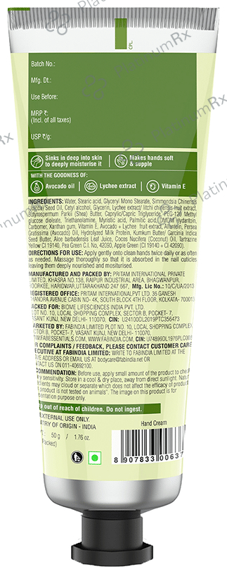 Fabessentials Avacado Lychee Hand Cream