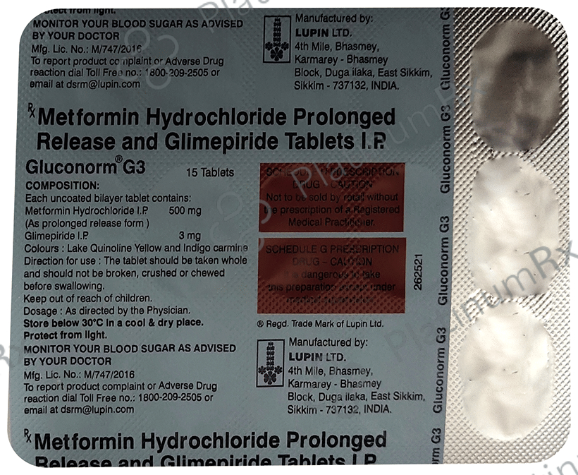 Gluconorm G 3/500mg Tablet PR 15s