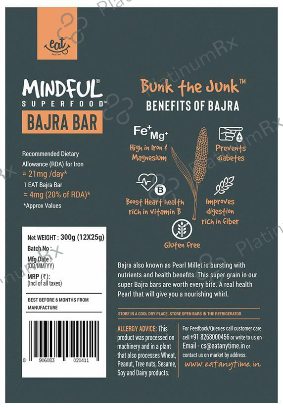 Eat Anytime Mindful Superfood Bar (25gm Each) Bajra