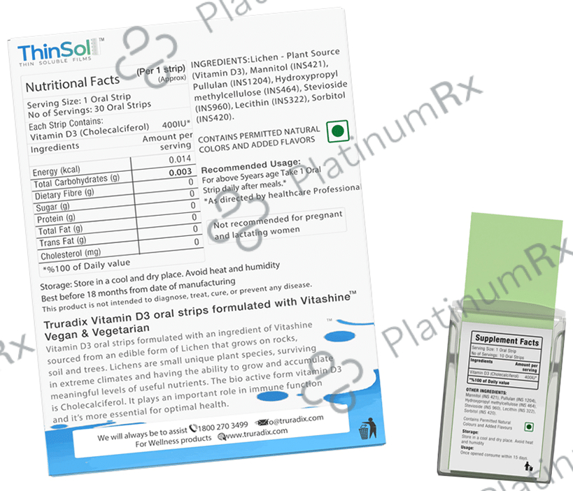 TruRadix Vegan Vitamin D3 Rapid Oral Dissolve Strip