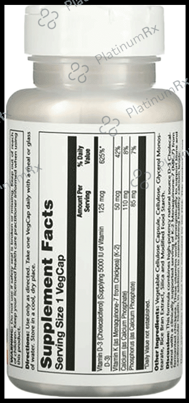 Solaray Vitamin D3+K2 Vegicap - For Bone Strength