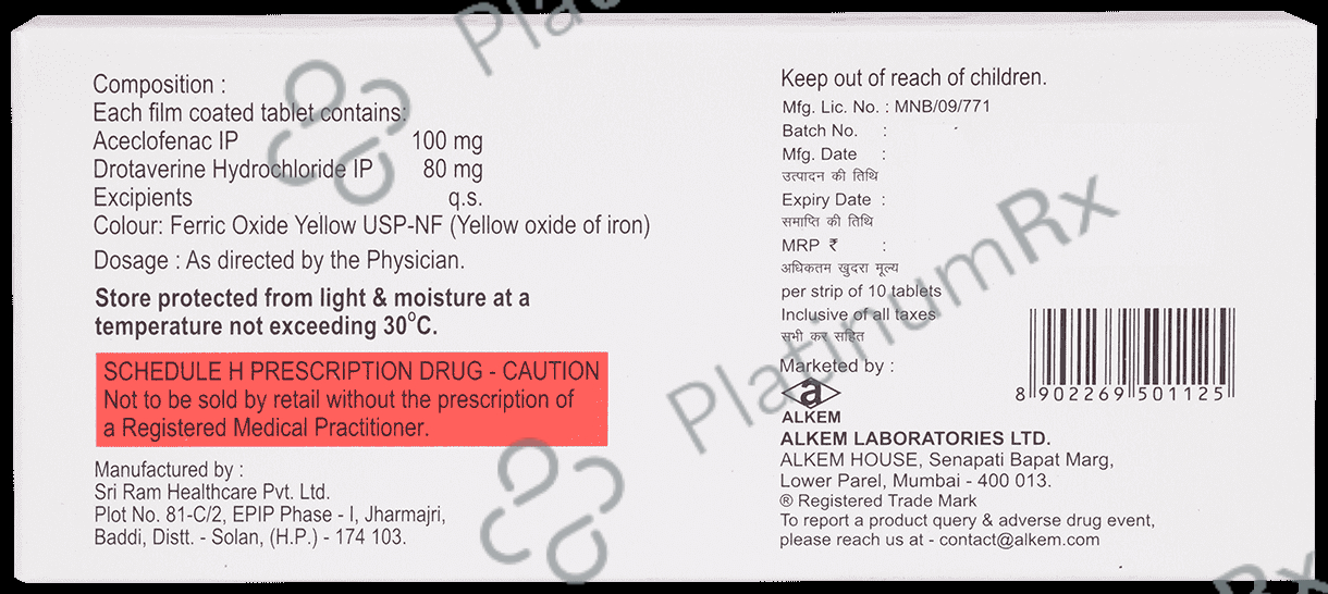 Aldigesic Spas 100/80mg Tablet 10s