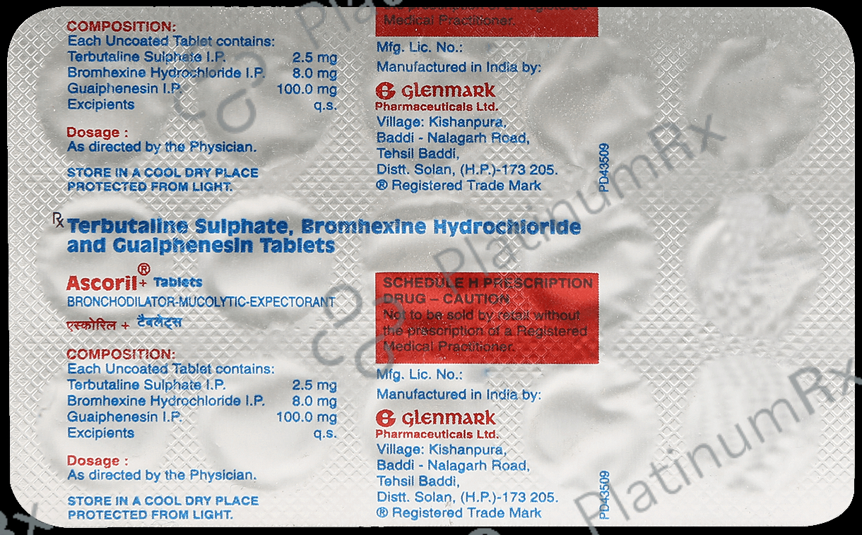 Ascoril Plus 8/100/2.5mg Tablet 15s