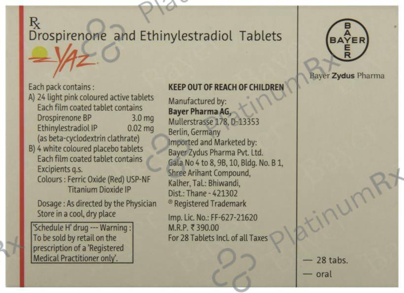 YAZ 3/0.02mg Tablet 28s