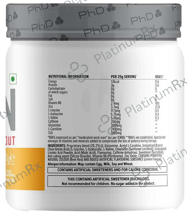 PHD Burn Fat Burning Pre-Workout Powder Sherbet Lemon