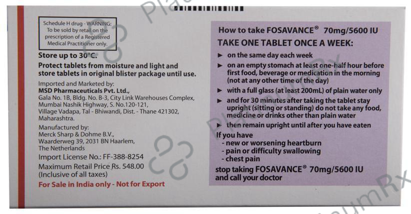 Fosavance 70 mg/5600 IU Tablet