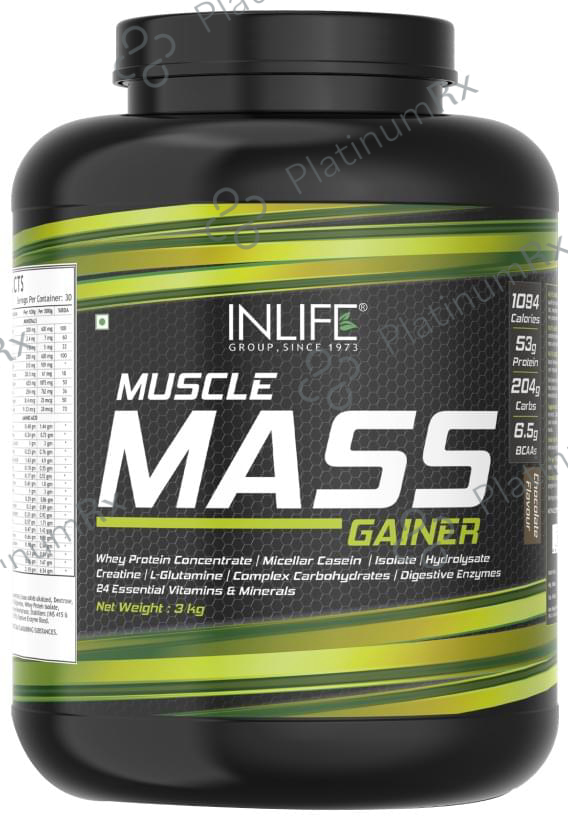 Inlife Muscle Mass Gainer Protein Powder with Whey Protein Chocolate 3 kg