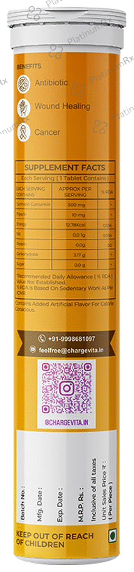 Charge Vita Turmeric Curcumin Effervescent Tablet Sugar Free