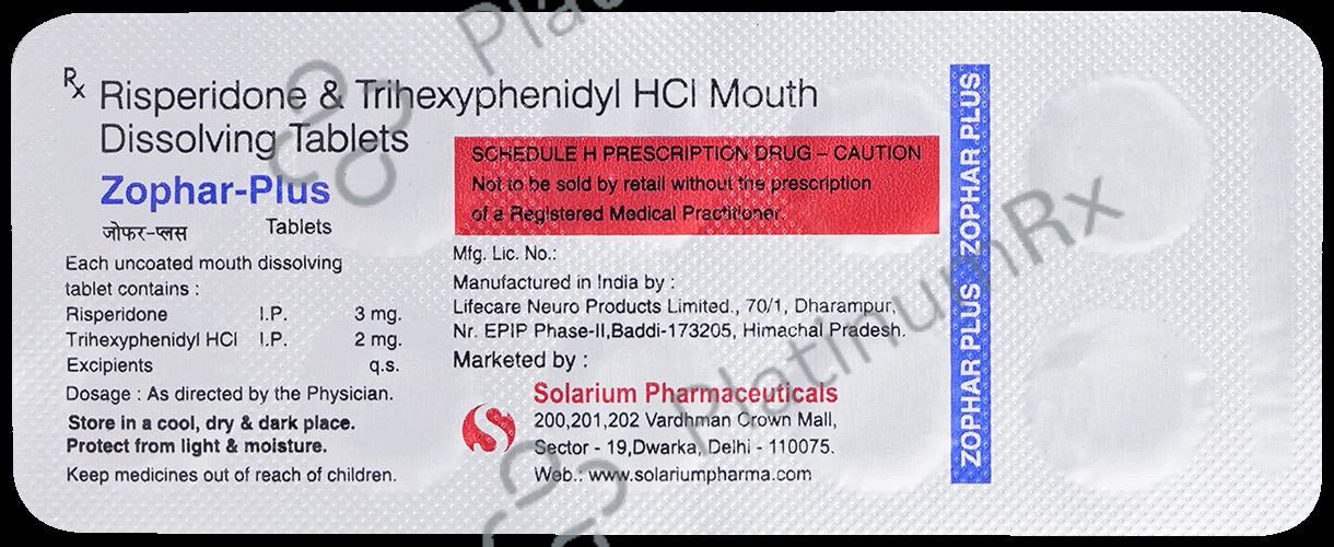 Zophar Plus 3mg/2mg Tablet