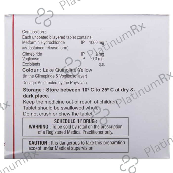 Glimisave MV2 Forte 2/1000/0.3mg Tablet SR 15s