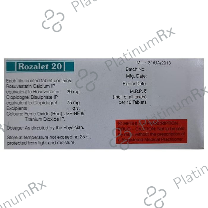 Rozalet 20 75/20mg Tablet 10s