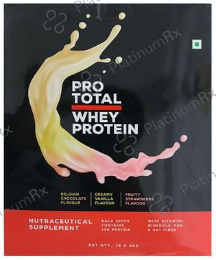 Prototal Whey Protein Powder 5 Sachet Per Flavour(40gm Each) Belgian Chocolate,Creamy Vanilla & Fruity Strawberry