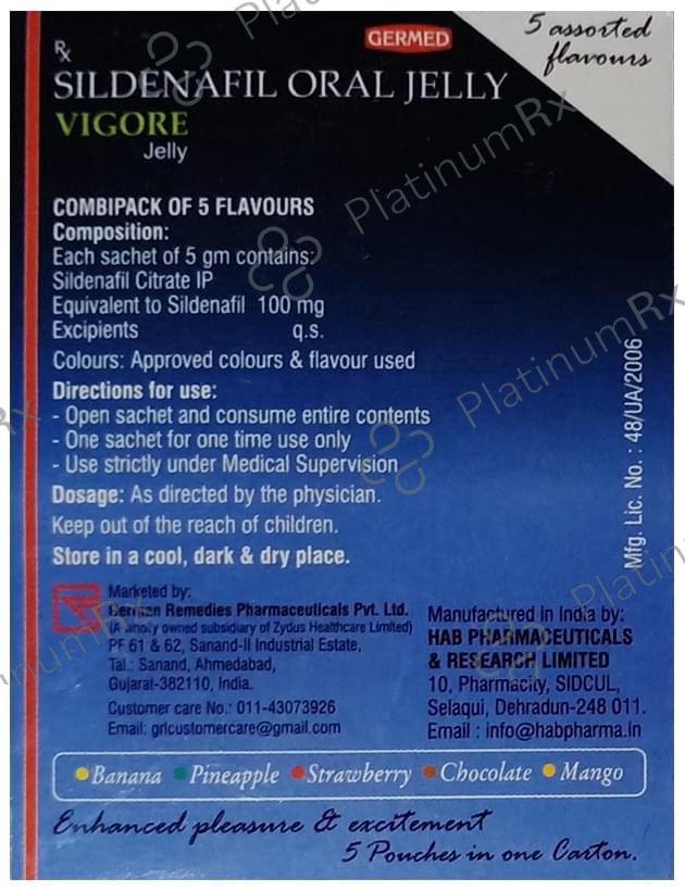 Vigore Oral Jelly (5gm Each) 5 Assorted Flavours