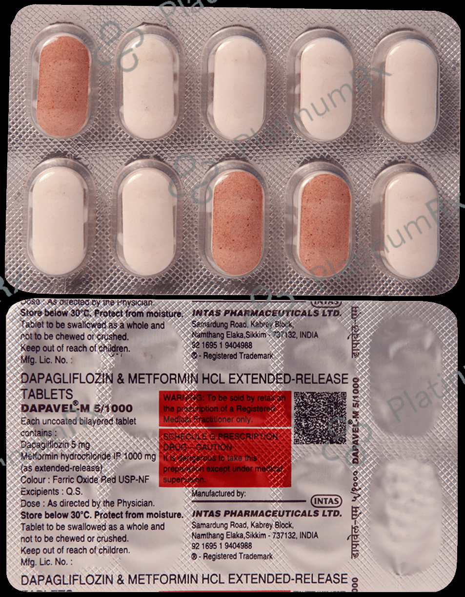 Dapavel M 5/1000mg Tablet ER 10s