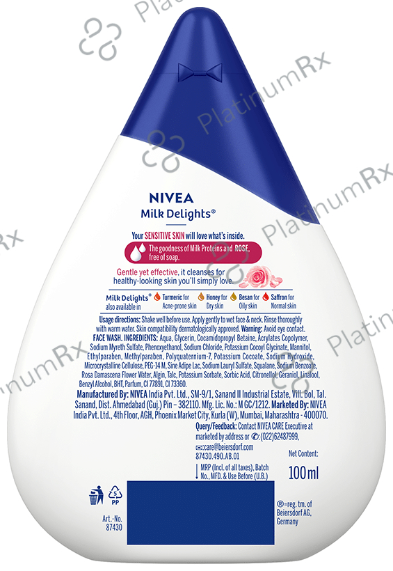 Nivea Milk Delights Sensitive Skin-Caring Rosewater Face Wash 100 ml