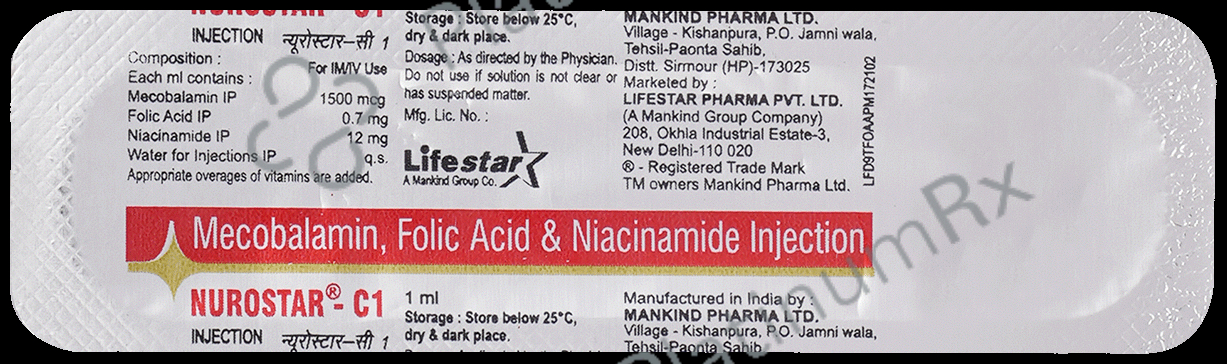 Nurostar C 0.7mg/1500mcg/12mg Injection