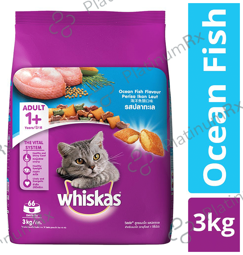 Whiskas Adult 1+ Year Dry Cat Food Ocean Fish Flavour 3 kg