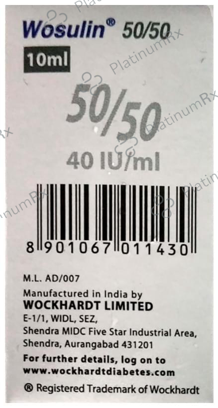 Wosulin 50/50 (40 IU/ml) (1*10ml Vial)